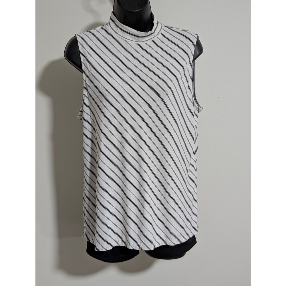 Chico's Sleeveless Striped Mock TurtleNeck Tank Top Blouse Size 2 (US Large )